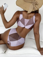 Bañador bikini de color combinado estampado geométrico - Imagen 2